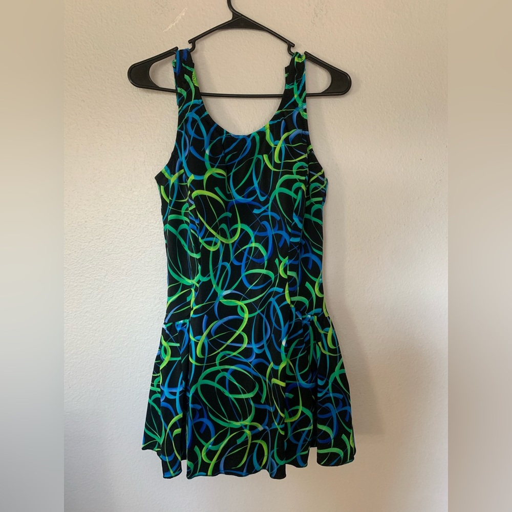 Vintage cancer prosthetic blue one piece swimsuit